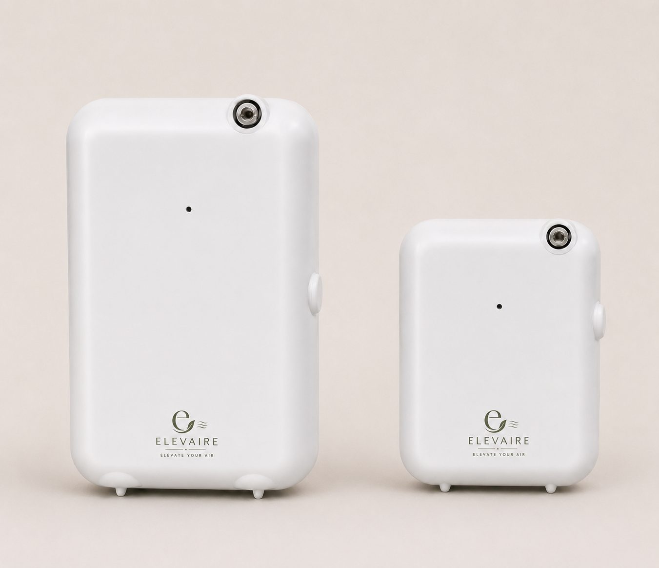 Two Elevaire cold mist diffusers, large and compact models